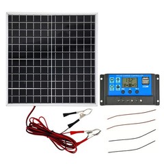 Solar panel kit with 100A charging controller and 18V USB port