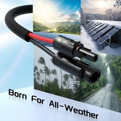30FT 10AWG Solar Panel Extension Cable, Waterproof Connectors, Dust Caps, RV Use
