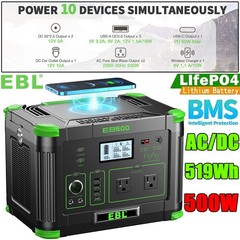 500W/519Wh LiFePO4 Lithium Battery Portable Power Station Outdoor Power Sup⁣ply