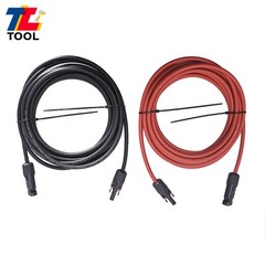 1 Pair Solar Panel Extension Cable Wire Connector 20 Feet Black + Red 6mm²/10AWG