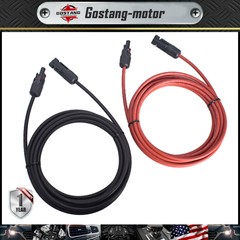 Solar Panel Extension Cable Wire Connector 12AWG 10ft 1Pair Black + Red