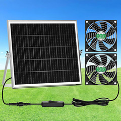 Solar Chicken Coop Fan 2 Kit, 20W Solar Powered Greenhouse Fan Outdoor Waterproo