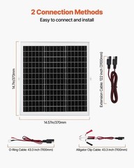 Solar Battery Trickle Charger Maintainer 20W 12V with MPPT Controller