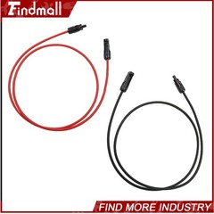 Findmall 5 Feet 10AWG Black + Red Solar Panel Extension Cable Wire Connector