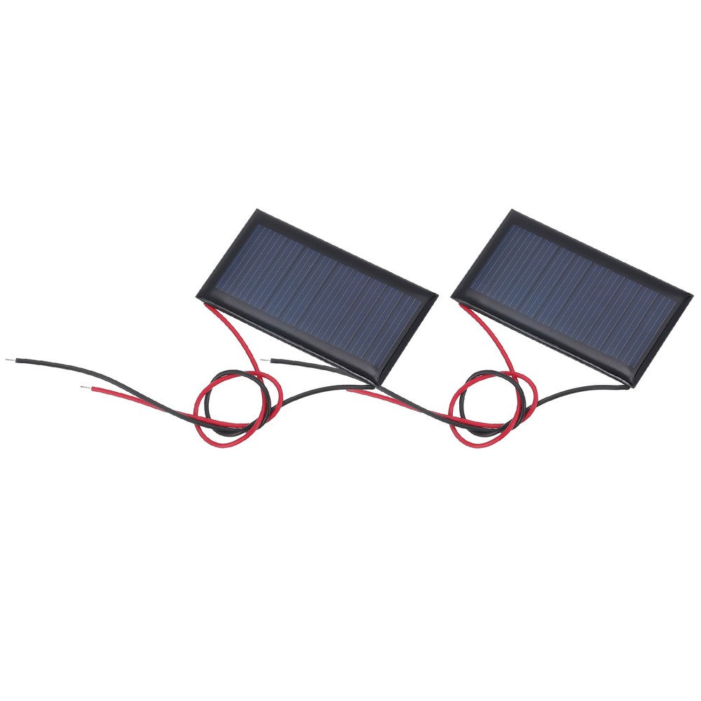 2 Pieces Mini Solar Panels 5V 0.225W 45mA for 53mm x 30mm with 2 Cables