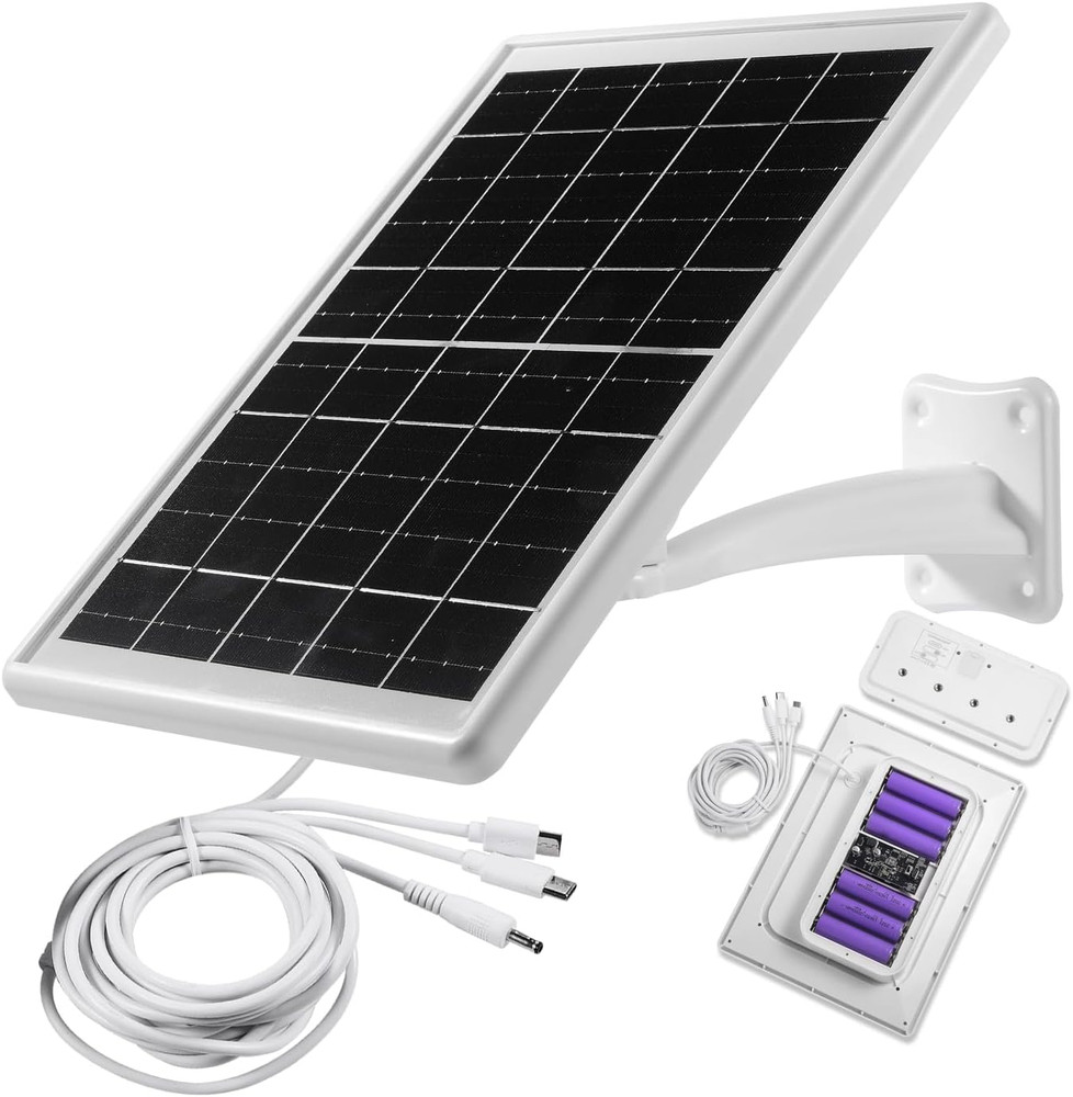 12000mAh Solar Panel with 9.8ft Cable, IP65 Waterproof for Cameras, Type-C & USB