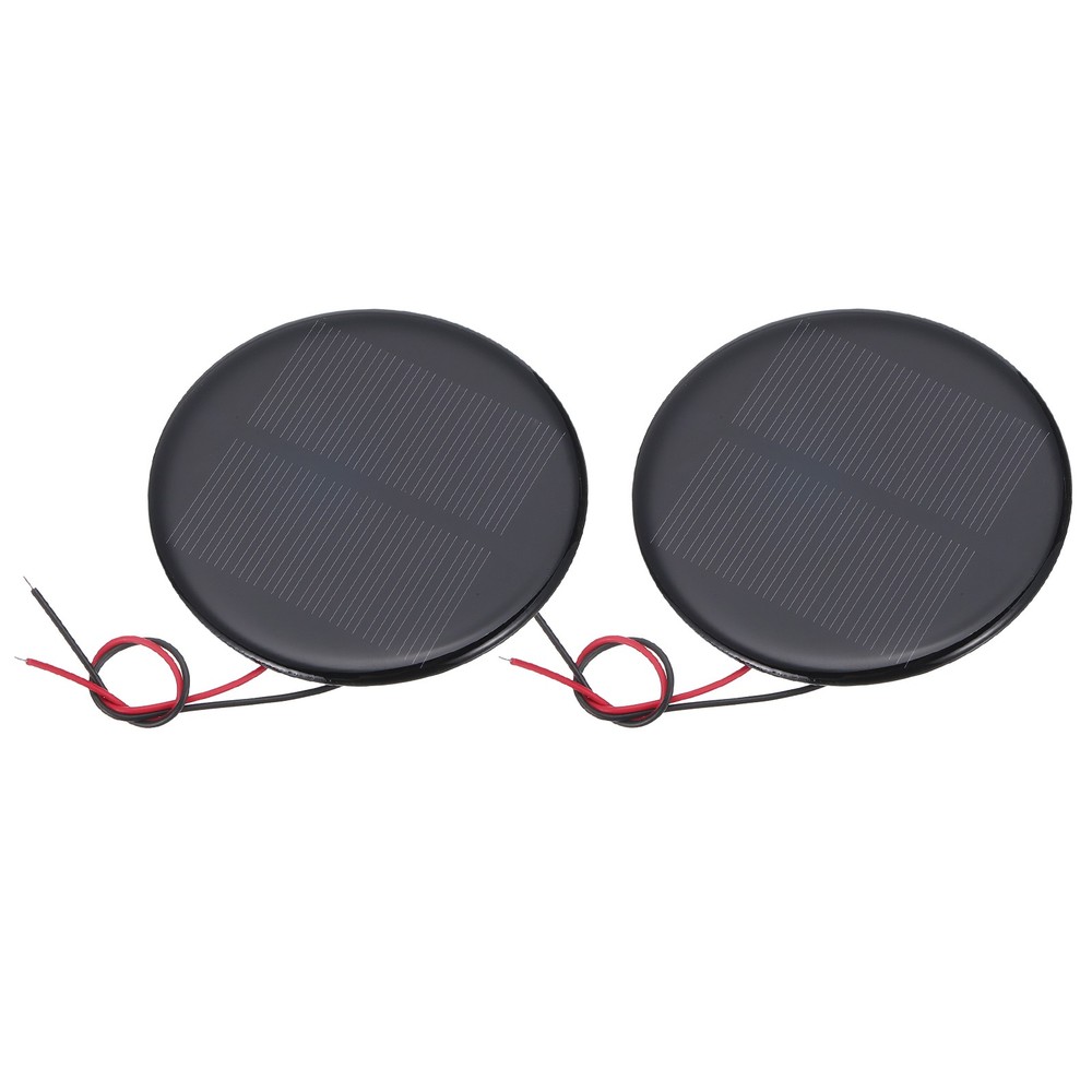 2 Pcs 4V 0.52W 130mA Mini Solar Panels with 2 Cable, 73mm Dia