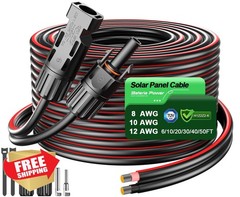 Bateria Power 10ft 10AWG Solar Cable Red Black