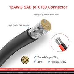 12AWG XT60 to SAE Connector Extension Cable with 6FT 12AWG SAE to XT60 Cable