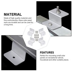 4Pcs Durable Silver Solar Panel Mounting Rack Brackets for Home and Boat