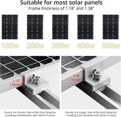 Anbte Solar Panel Bracket Kit, 6 Pcs 7.87 in Aluminium Solar Panel Mounting Rail