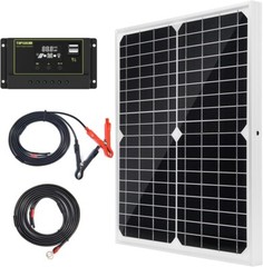 High-Efficiency 20W Solar Charger Kit with Extension Cables for Marine & Camping
