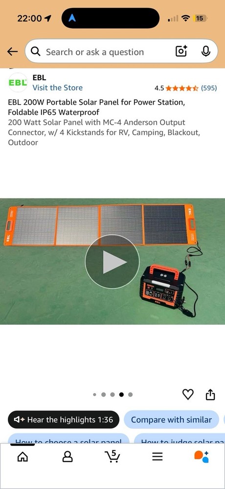 Luvknit 200W Portable Foldable Monocrystalline Solar Panel MC4 Waterproof RV