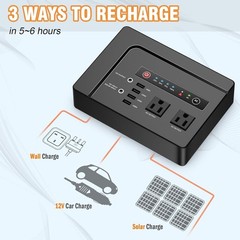 Banco de energía portátil de 200 W con toma de CA, batería de litio recargable d