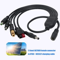 Compactly Solar Charging Cable DC7909 to XT60 DC5521 Power Cord for Easy Carying