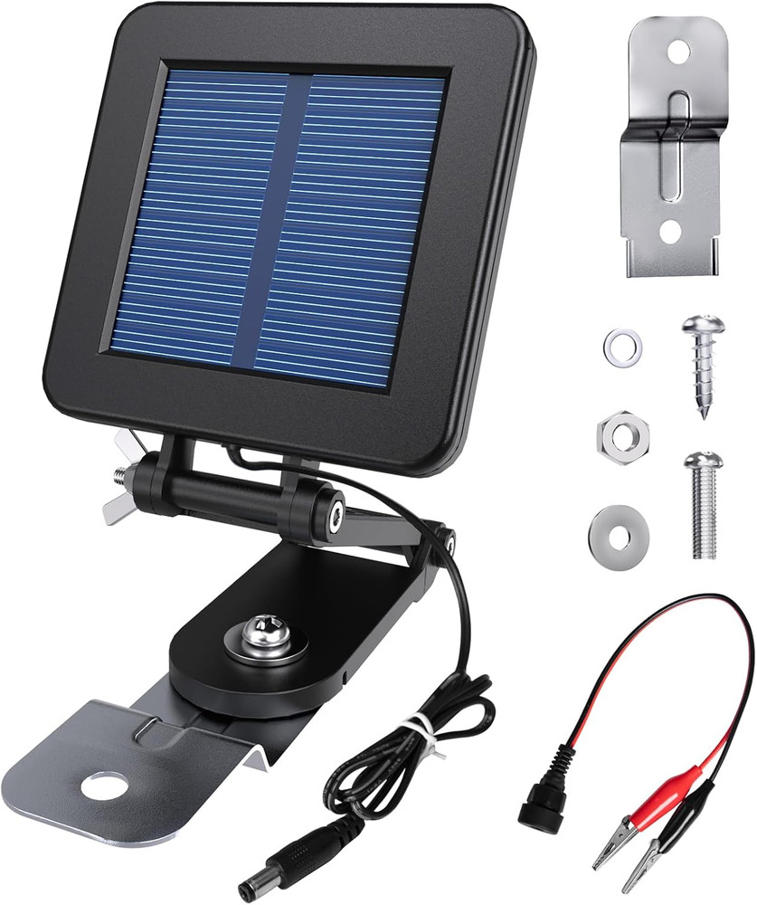 6V Solar Panel for Deer Feeder, Efficient Solar Panel Charger W/Adjustable Mount