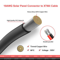 10AWG Solar to Xt60I Charging Cable Solar Panel Extention Cable for Portable Pow