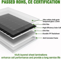 200W 12V Mono Solar Panels 200 Watt Solar Cells Power Home RV Trailer Marine