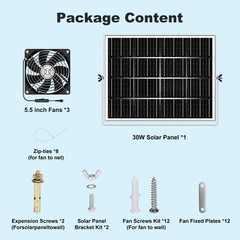 Solar Chicken Coop Fan 5.5″ 30W 3200 RPM – Outdoor Air Circulation Cooling