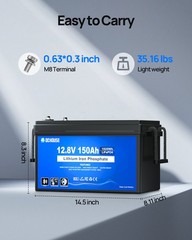 12V 150Ah LiFePO4 Battery Status Indicators Bluetooth Portable Boat RV Solar
