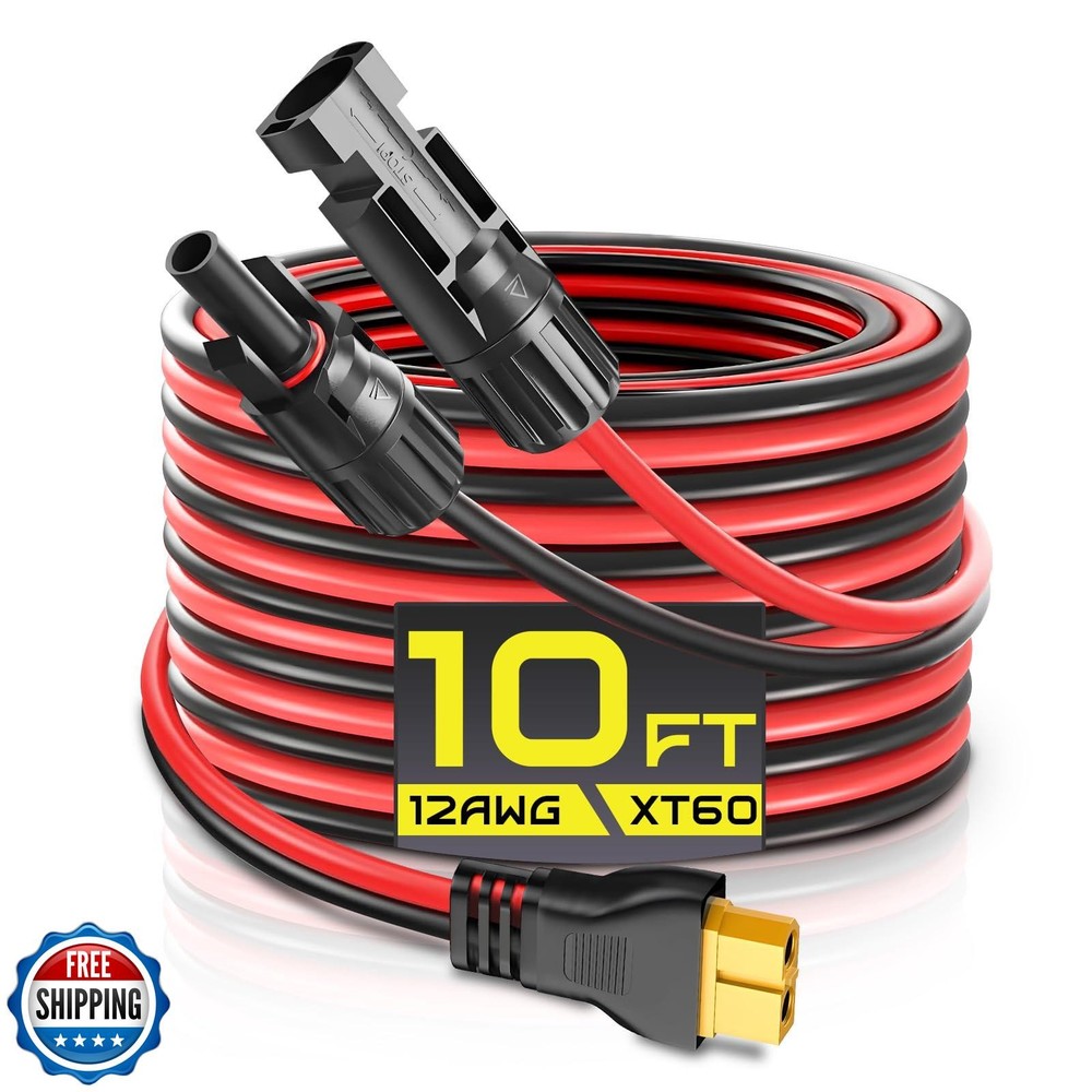 GIBBAB Solar Connector to XT60 Charge Extension Cable, 12AWG 10FT XT60 Adapte