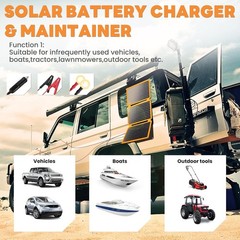 30W 12V Waterproof Solar Charger & Battery Maintainer for Outdoor Adventures