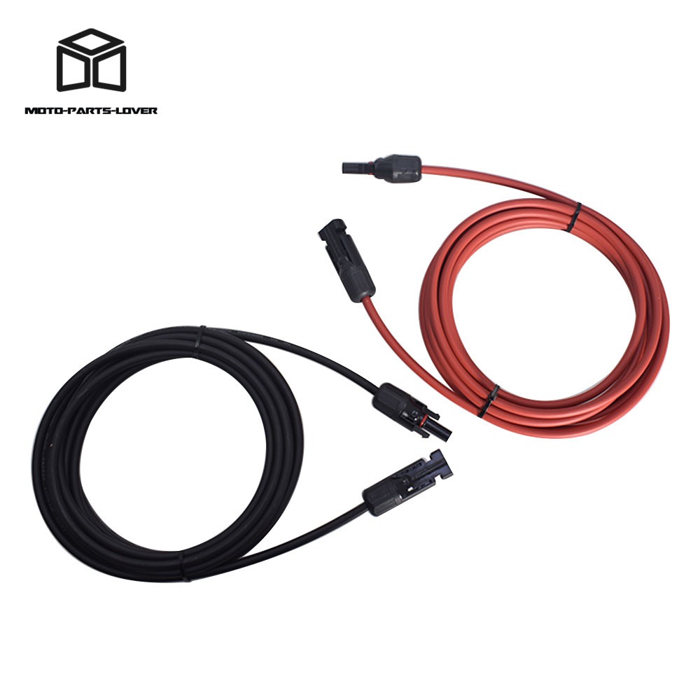1 Pair 10 Feet Black And Red Solar Panel Extension Cable Wire Connector 12AWG