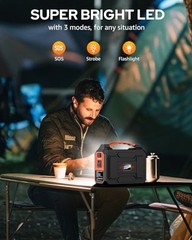 Portable Power Station Bank 146Wh 200W Peak(100W Rated), Solar Powered Orange