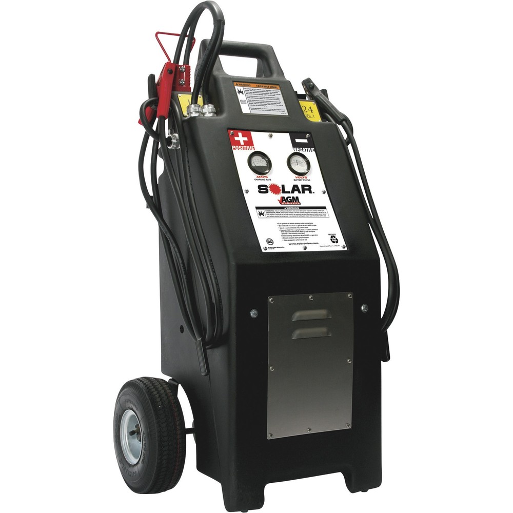 Solar Commercial Jump Starter, Wheeled with Onboard AGM Batteries, 12 Volt/24
