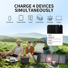 VLAIAN 60W Portable Foldable Solar Panel USB-A USB-C IP67 Waterproof