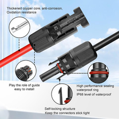 30Ft 10AWG Solar Panel Extension Cable Wire MC4 Connector RV PV