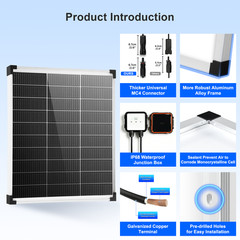 50W 12V Solar Panel Kit Controller Mono N-Type High Efficiency Battery Charging