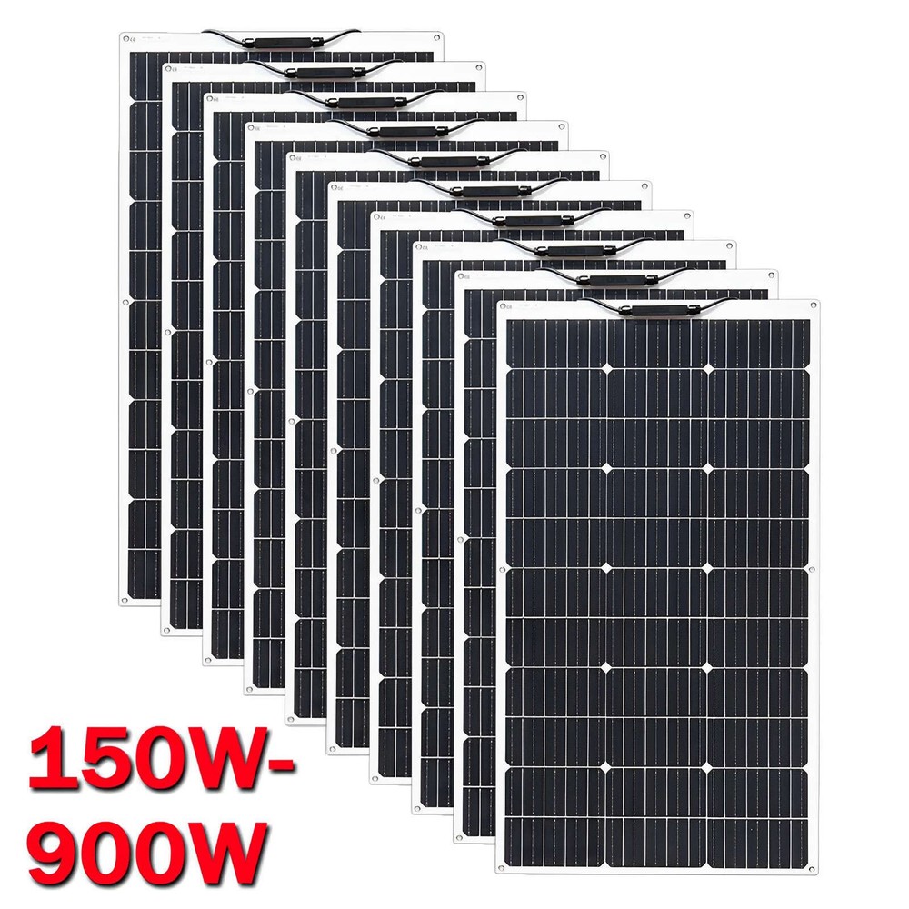 Flexible Solar Panels Kit 150W 300W 600W 1200W Monocrystalline 12V 24V Home RV