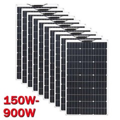 Flexible Solar Panels Kit 150W 300W 600W 1200W Monocrystalline 12V 24V Home RV