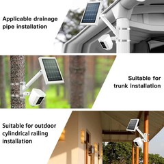 2-in-1 Pole Mounting Bracket for Ring Stick Up Cam Pro Solar Panel and White