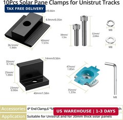 Anbte 10 PCS Solar Panel Mounting Brackets for Unistrut, Aluminium 30mm 6 x T-Sh