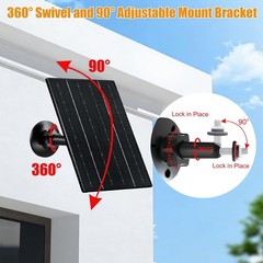 4W Solar Panel Charger for Security Cameras, USB-C & USB, IP66 Waterproof, 360°