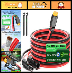 20FT Solar Charge Extension Cable 12AWG XT60 Connector for LiFePO4 Battery RV Po