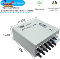 Hardcover 6 Strings Solar Combiner Box 80A DC Main Circuit Breaker w/Power Surge
