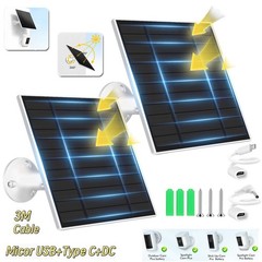 10W Solar Panel for Security Camera, 2x 5W Power Charger with Micro USB & USB-C