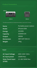 1800W 1024Wh Portable Power Station 320000mAh Lifepo4 battery Pure Sine Wave Sol