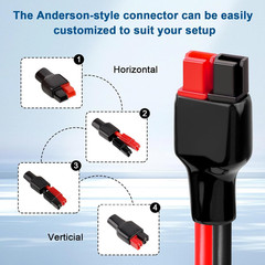 10AWG Anderson-Style Extension Cable 15FT, Anderson-Style 30A Connectors, Tinned