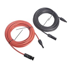 Solar Panel Extension Cable Wire Connector Black+Red 4mm²/12AWG 1 Pair 20ft