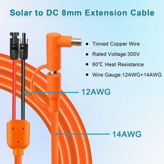 XRDS -RF Solar Panel to DC 8mm Adapter Cable 6FT, Solar Connector to DC7909/8…