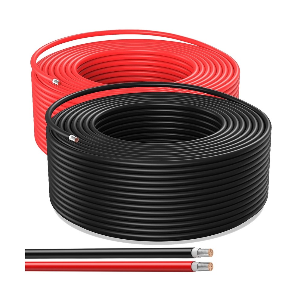 Solar Panel Wire 50Ft Black and 50Ft Red Kit, Bateria Power Solar Panel Exten…