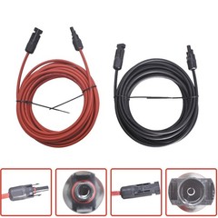 30Ft 10AWG Solar Panel Extension Cable Black + Red Wire Connector