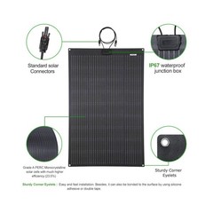 Lensunsolar 150W 12V ETFE Black Flexible Solar Panel, 43.3x28in, PERC 9BB 23….