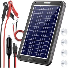POWOXI 12V Solar Car Battery Charger: 12W Solar Panel Kit Battery Trickle Cha…