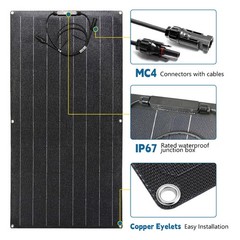 Flexible Mono Solar Panel 100W 18V Power Portable Camping Home RV Battery Charge