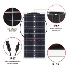 2PCS 300W Flexible Solar Panel 18V Mono Home RV Rooftop Camping Off-Grid Power